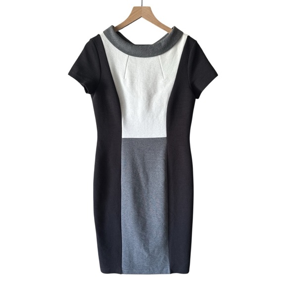 Hobbs London Cordelia Dress Size 8 Black Gray Colorblock Sheath Office NWT - Picture 3 of 12